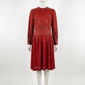 Jerry Silverman by Saulino Rare Vintage 70’ women Red Paisley Dress size Medium